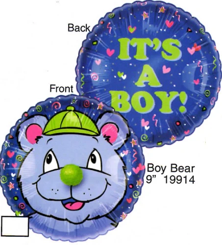 9" Airfill Only (Sticks Sold Separately) Lil' Fuzzies Boy Bear Balloon