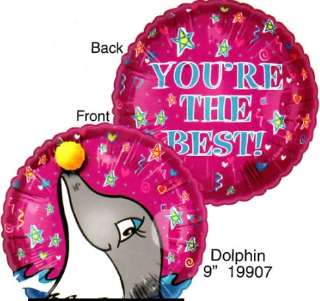 9" Airfill Only (Sticks Sold Separately) Lil' Fuzzies Dolphin balloon