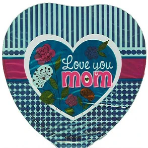 9" Airfill Only (Sticks Sold Separately) Love You Mom Turquoise Heart Balloon