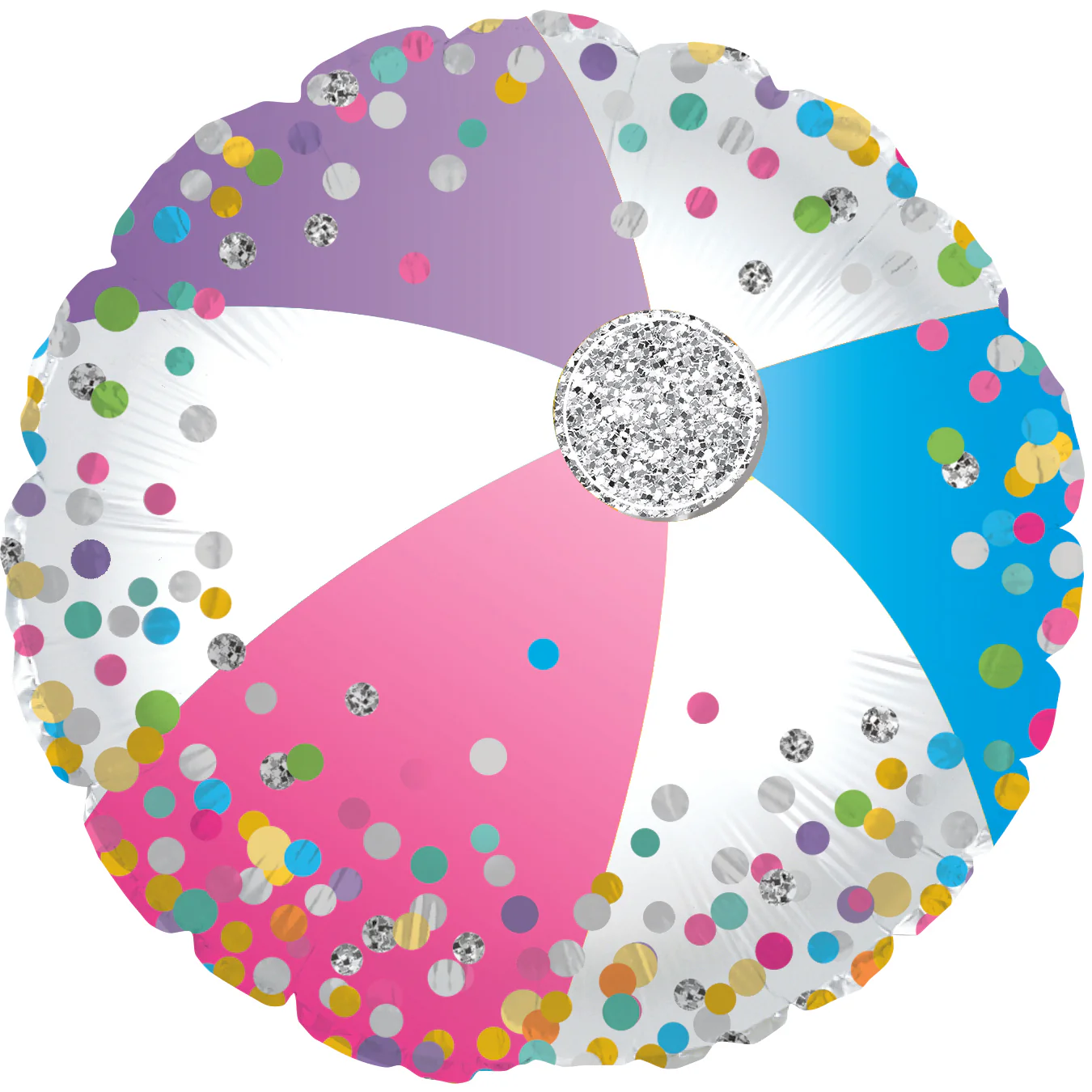 9" Airfill Only (Sticks Sold Separately) Pastel Sparkle Beachball Foil Balloon