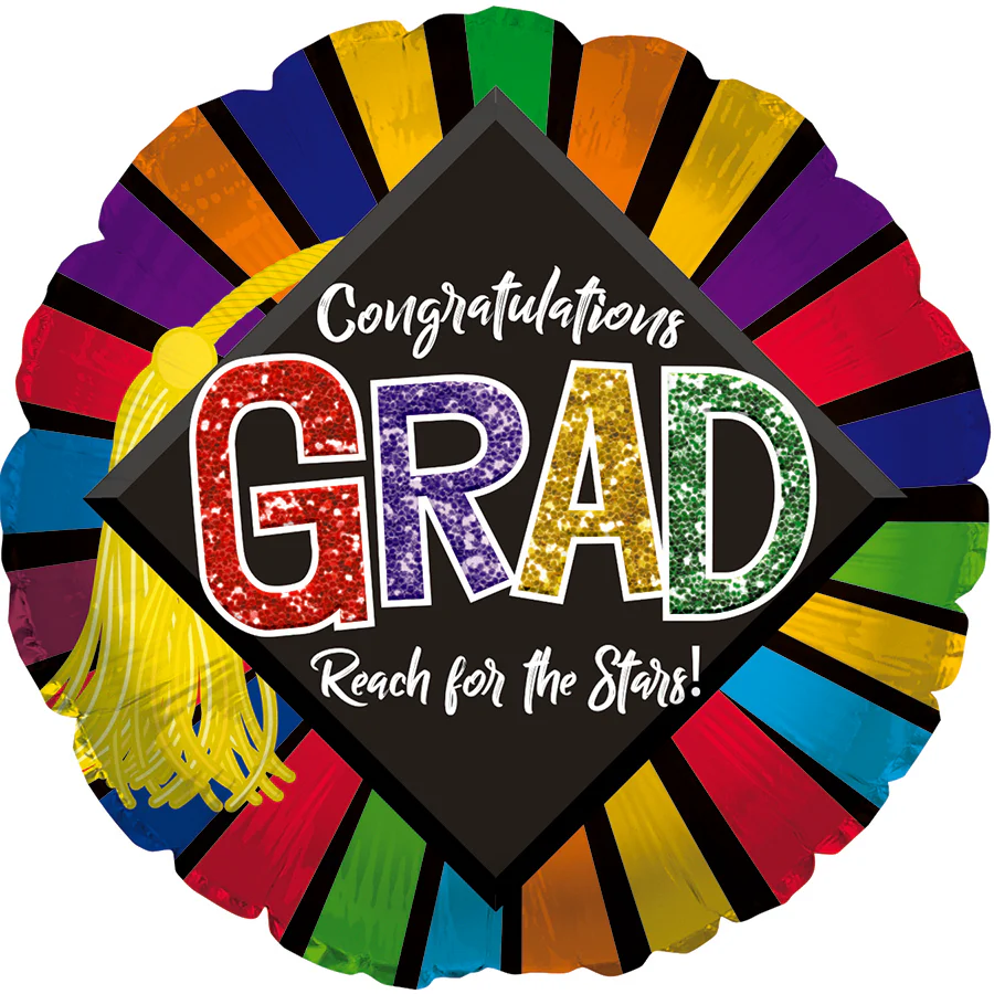 9" Airfill Only (Sticks Sold Separately) Reach For Stars Grad Foil Balloons