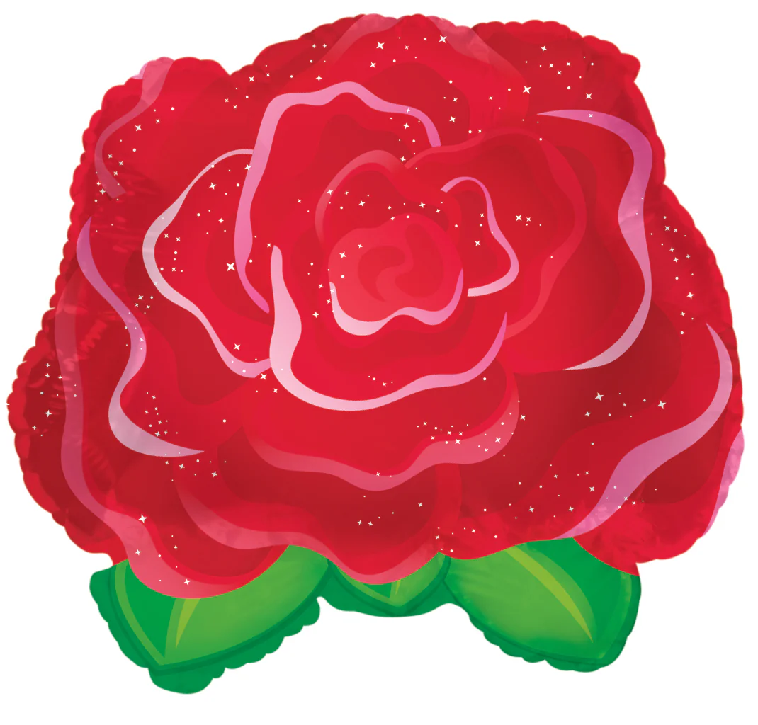 9" Airfill Only (Sticks Sold Separately) Red Rose Shape Foil Balloon