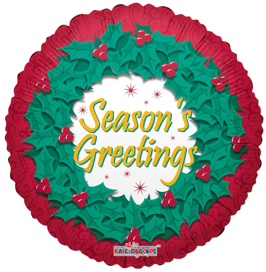 9" Airfill Only (Sticks Sold Separately) Seasons Greetings Wreath Balloon