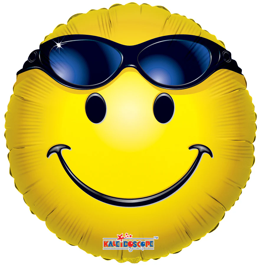 9" Airfill Only (Sticks Sold Separately) Smiley With Glasses Balloon
