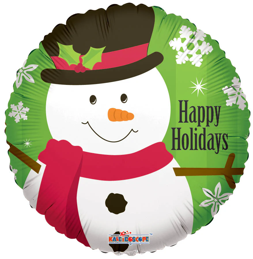 9" Airfill Only (Sticks Sold Separately) Snowman With Snowflakes Balloon
