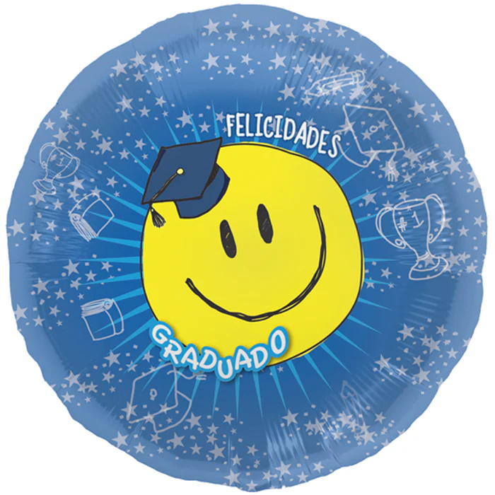 9" Airfill Only Spanish Grad Smile Face Foil Balloon