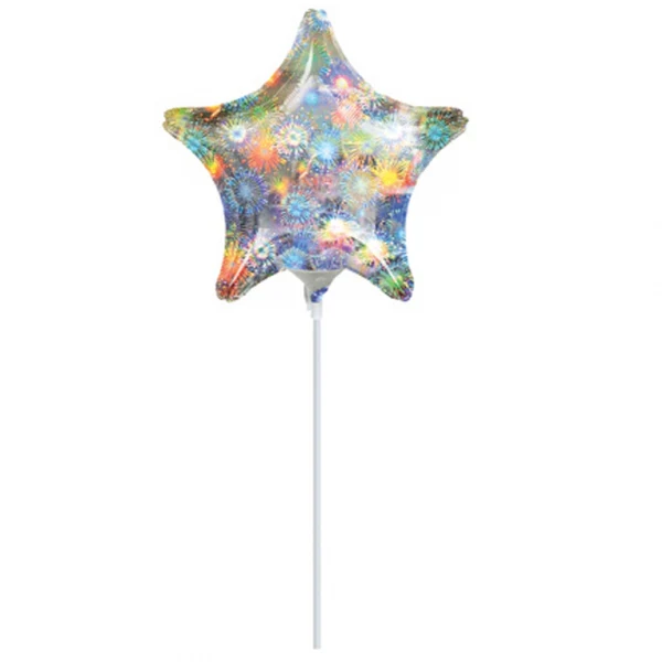 9" Airfill Only (Sticks Sold Separately) Star Holo Fireworks Star Balloon