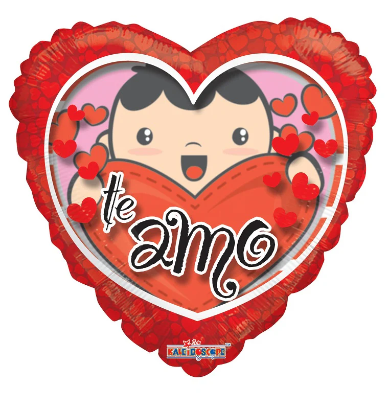 9" Airfill Only (Sticks Sold Separately) Te Amo Boy With Heart Clear View Balloon (Spanish)