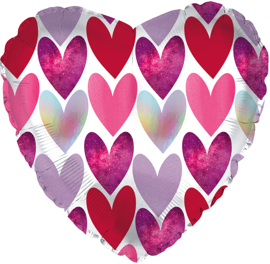 9" Airfill Only (Sticks Sold Separately) Textured Heart Pattern Foil Balloon