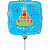 9" Airfill Only (Sticks Sold Separately) Time to Party Hat Balloon