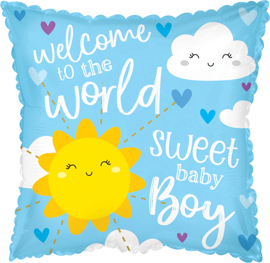9" Airfill Only (Sticks Sold Separately) Welcome Baby Boy Foil Balloon