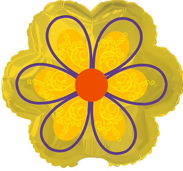 9" Airfill Only (Sticks Sold Separately) Yellow Flower Foil Balloon
