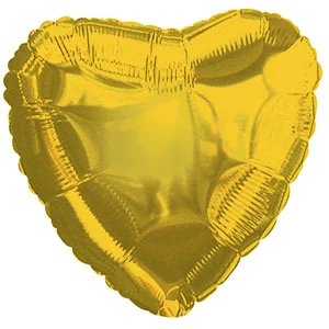 9" Airfill Only (Sticks Sold Separately) Yellow Gold Heart Foil Balloon