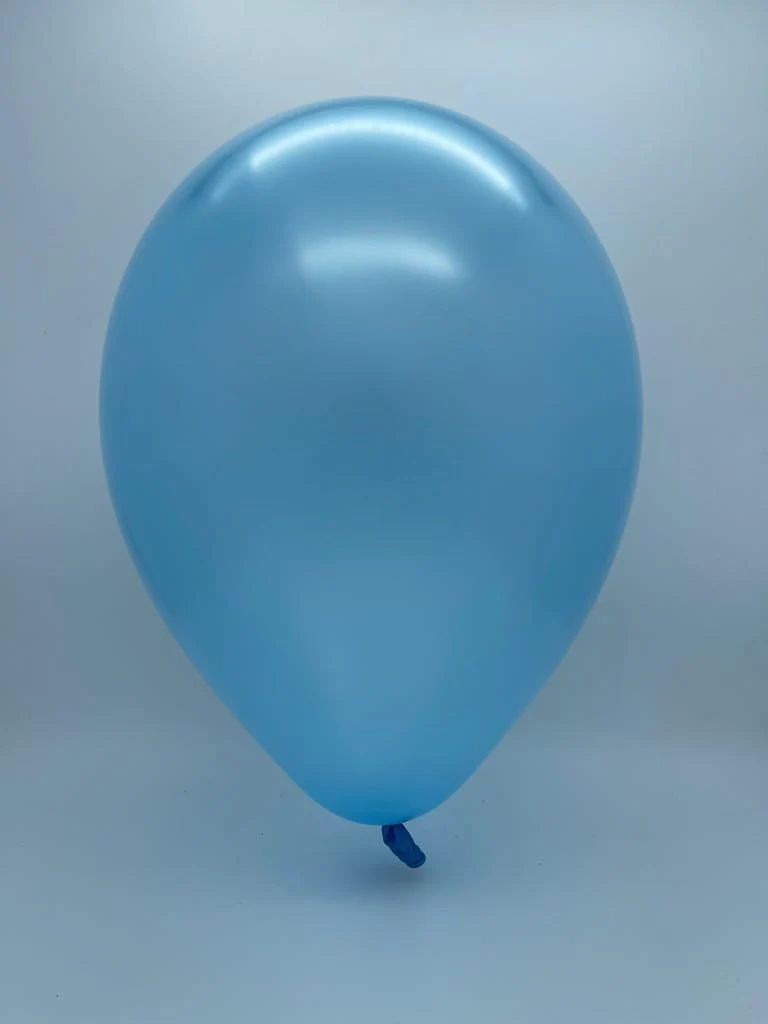 9" Metallic Azure Decomex Latex Balloons (100 Per Bag) - Image 2