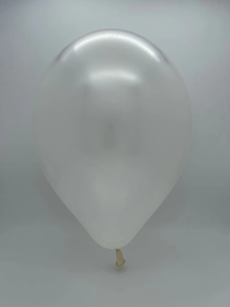 9" Metallic Pearl White Decomex Latex Balloons (100 Per Bag) - Image 2