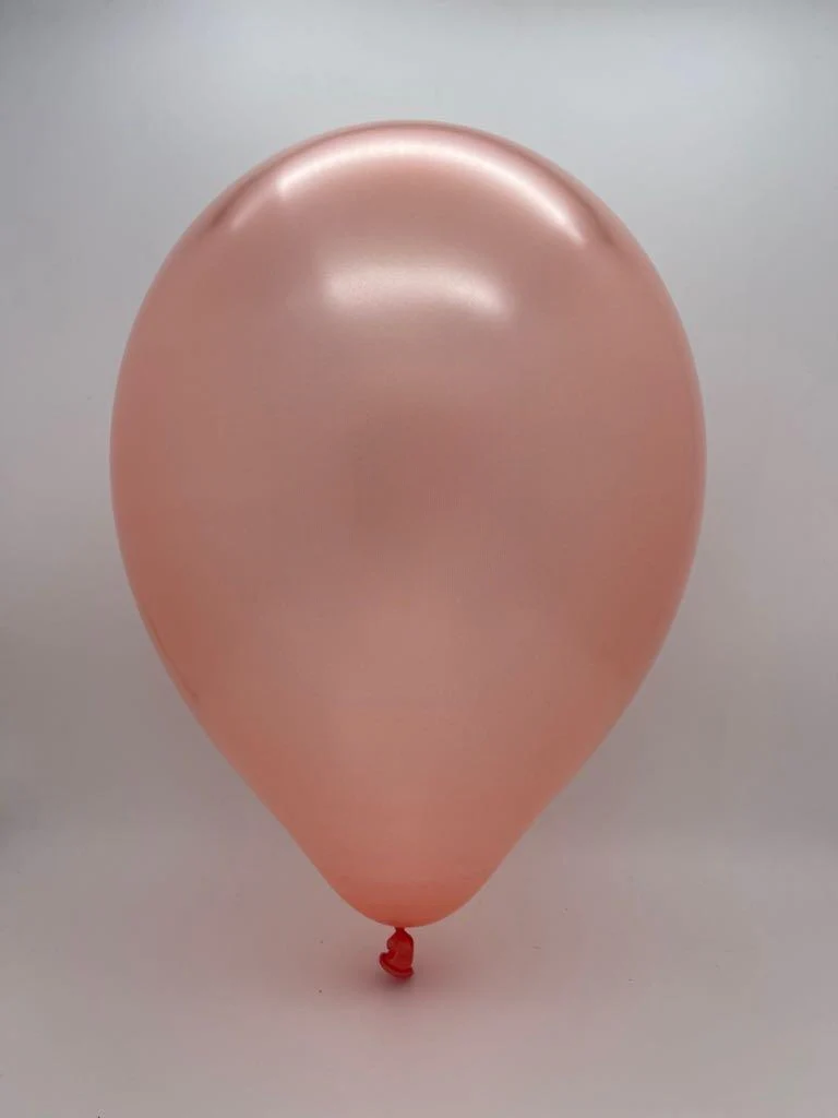 9" Metallic Rose Gold Decomex Latex Balloons (100 Per Bag) - Image 2