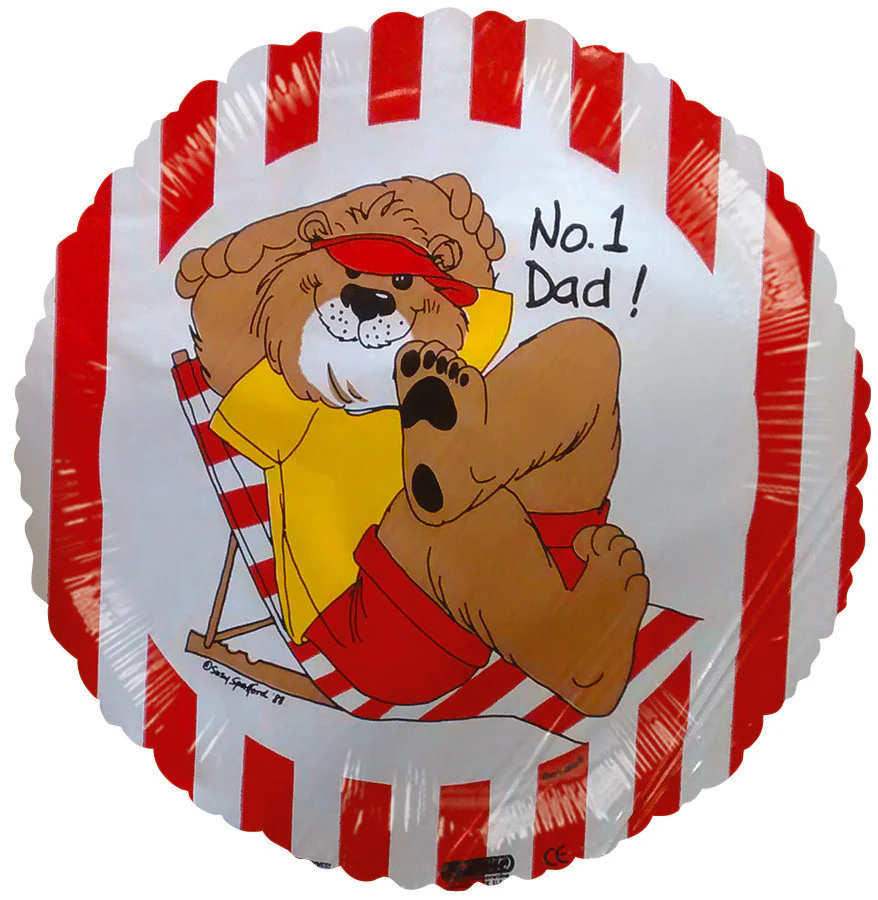 9" #1 Dad Bear Red Stripes Airfill Only (Sticks Sold Separately) Balloon