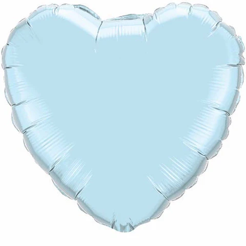 9" Pearl Light Blue Solid Color Heart Airfill Only (Sticks Sold Separately) Balloon