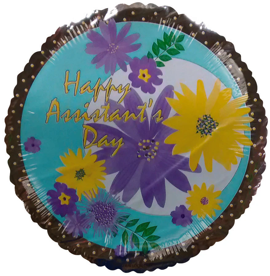 9"Airfill Only (Sticks Sold Separately) Happy Assistants Day Flowers Silver Balloon