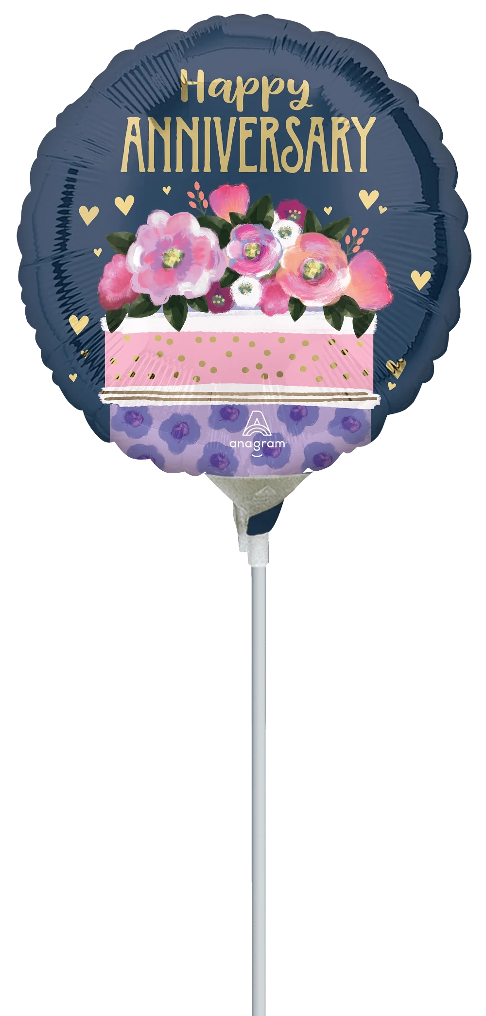 9" Airfill Only (Sticks Sold Separately) Anniversary Cake Foil Balloon