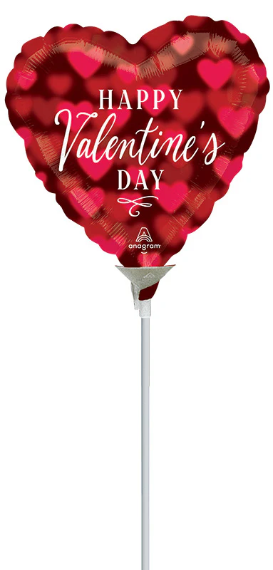 9" Airfill Only (Sticks Sold Separately) Happy Valentine's Day Romantic Glow Foil Balloon