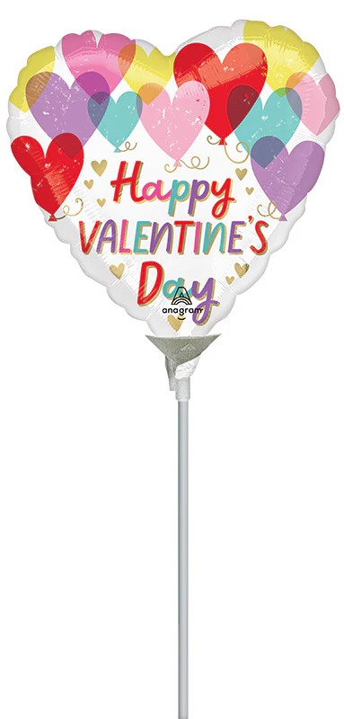 9" Airfill Only (Sticks Sold Separately) Hearts on Hearts Valentine Foil Balloon