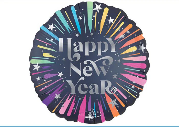 9" Airfill Only (Sticks Sold Separately) Satin New Year's Blast Foil Balloon