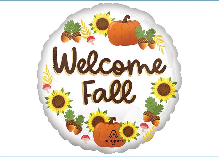 9" Airfill Only (Sticks Sold Separately) Welcome Fall Foil Balloon