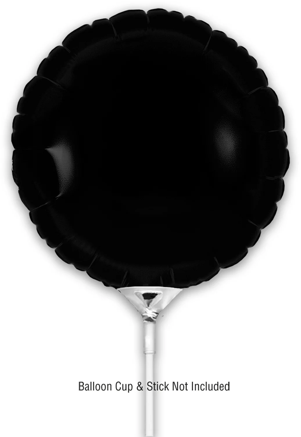 9" Airfill Only (With Self Sealing Valve) Black Round (5 Per Pack) Oaktree Brand Foil Balloon