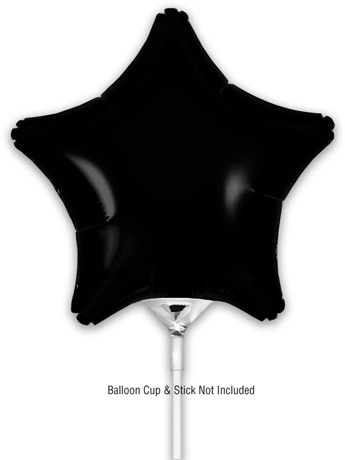 9" Airfill Only (With Self Sealing Valve) Black Star (5 Per Pack) Oaktree Brand Foil Balloon