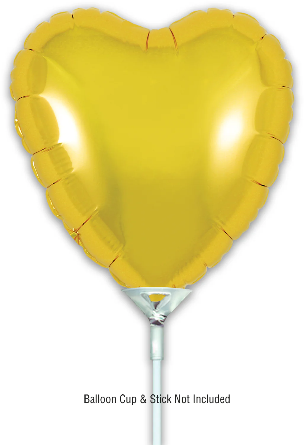 9" Airfill Only (With Self Sealing Valve) Gold Heart (5 Per Pack) Oaktree Brand Foil Balloon