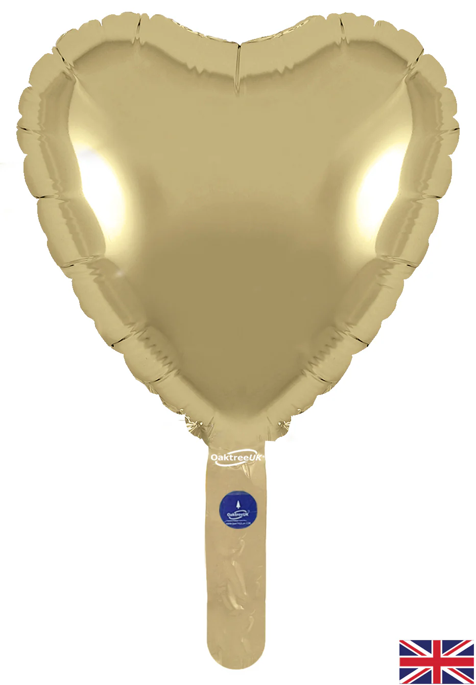 9" Airfill Only (With Self Sealing Valve) Gold Silk Heart (5 Per Pack) Oaktree Brand Foil Balloon - Image 2