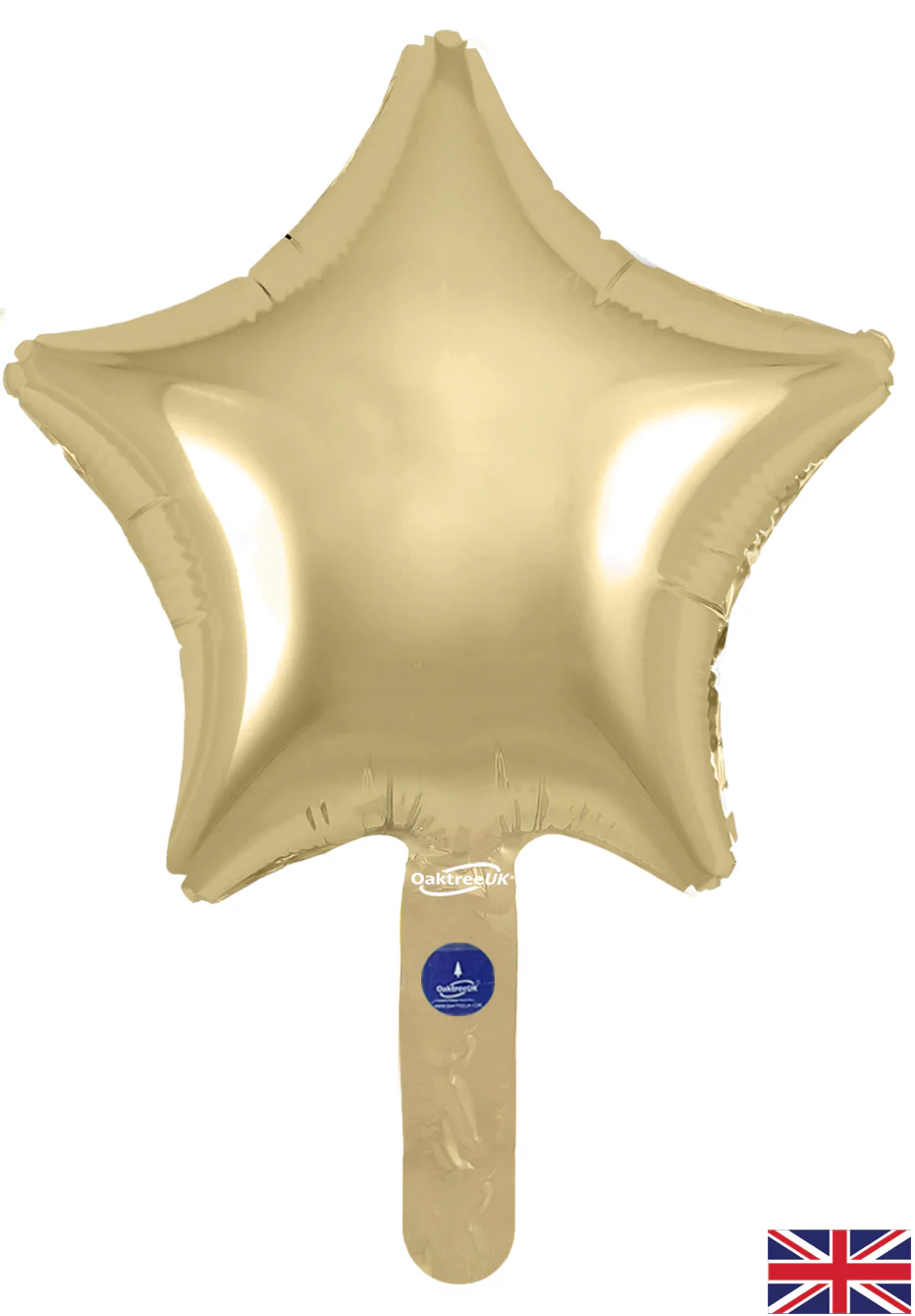 9" Airfill Only (With Self Sealing Valve) Gold Silk Star (5 Per Pack) Oaktree Brand Foil Balloon - Image 2