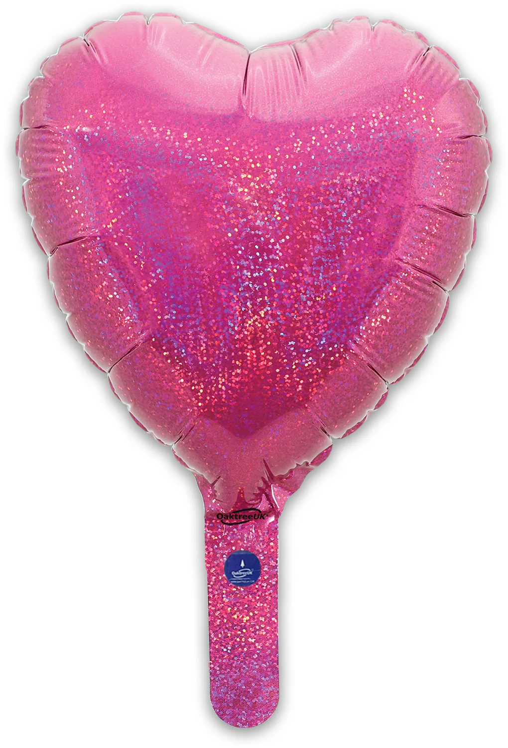 9" Airfill Only (With Self Sealing Valve) Holographic Pink Heart (5 Per Pack) Oaktree Brand Foil Balloon - Image 3