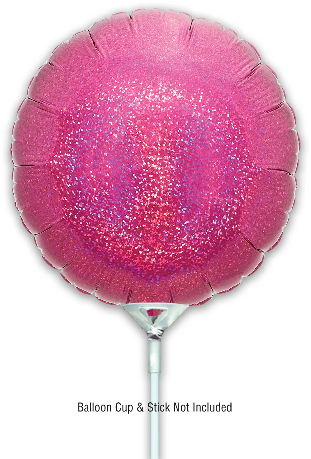 9" Airfill Only (With Self Sealing Valve) Holographic Pink Round (5 Per Pack) Oaktree Brand Foil Balloon