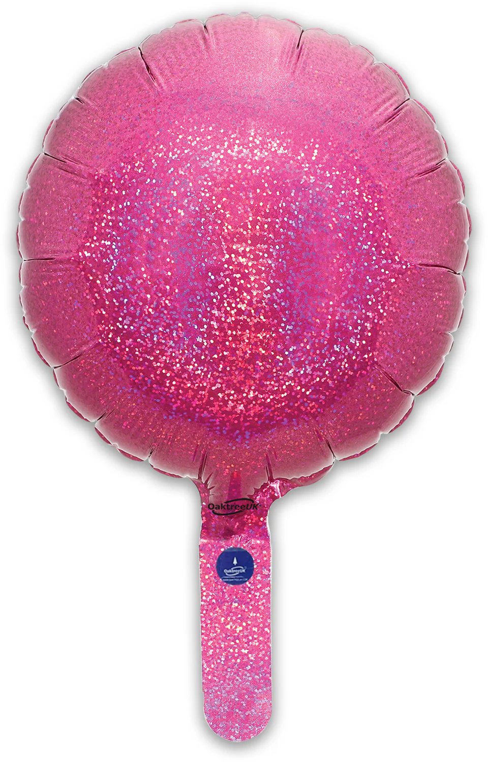 9" Airfill Only (With Self Sealing Valve) Holographic Pink Round (5 Per Pack) Oaktree Brand Foil Balloon - Image 3