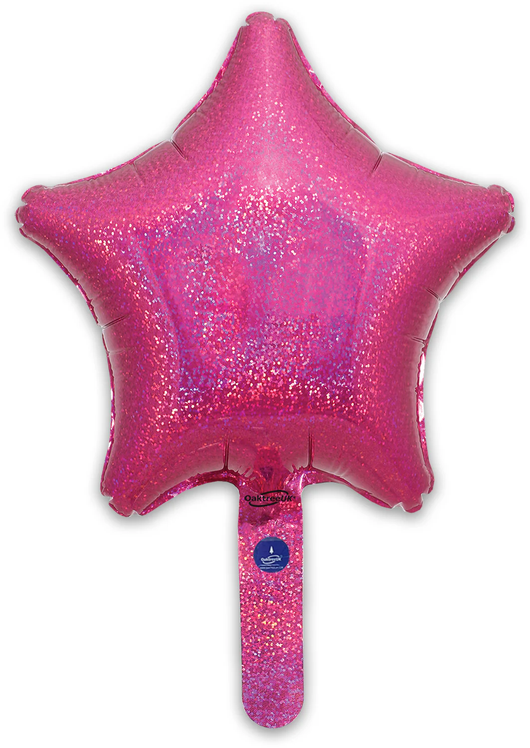 9" Airfill Only (With Self Sealing Valve) Holographic Pink Star (5 Per Pack) Oaktree Brand Foil Balloon - Image 3