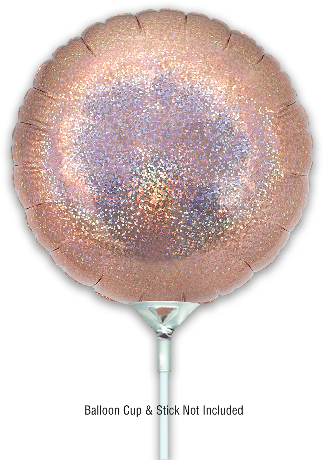 9" Airfill Only (With Self Sealing Valve) Holographic Rose Gold Round (5 Per Pack) Oaktree Brand Foil Balloon