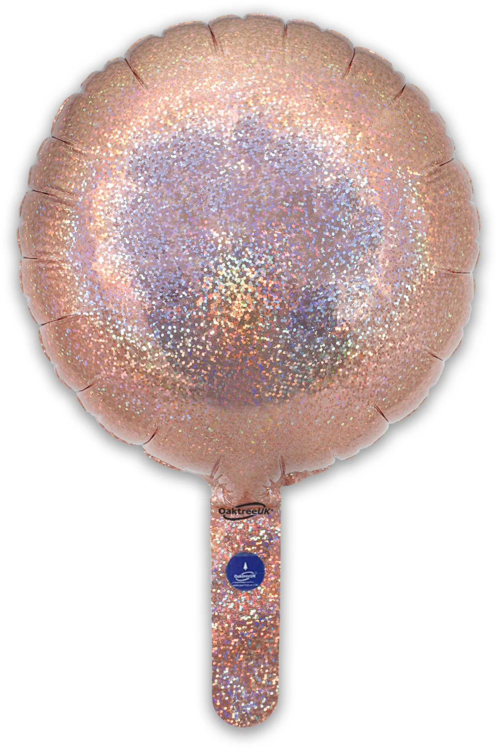 9" Airfill Only (With Self Sealing Valve) Holographic Rose Gold Round (5 Per Pack) Oaktree Brand Foil Balloon - Image 3