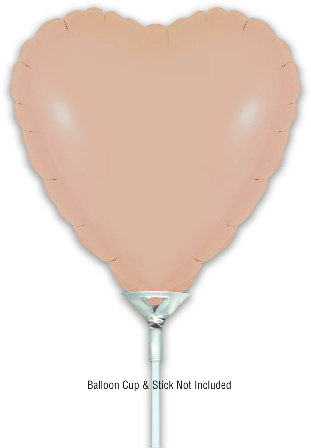 9" Airfill Only (With Self Sealing Valve) Matte Nude Heart (5 Per Pack) Oaktree Brand Foil Balloon