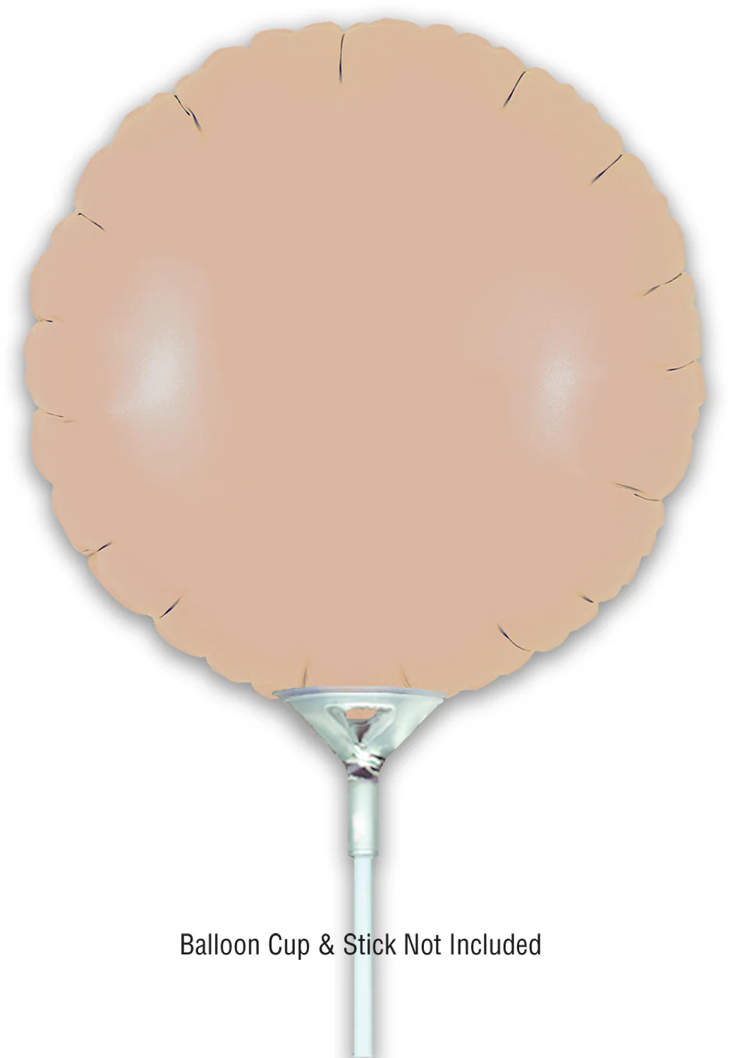 9" Airfill Only (With Self Sealing Valve) Matte Nude Round (5 Per Pack) Oaktree Brand Foil Balloon
