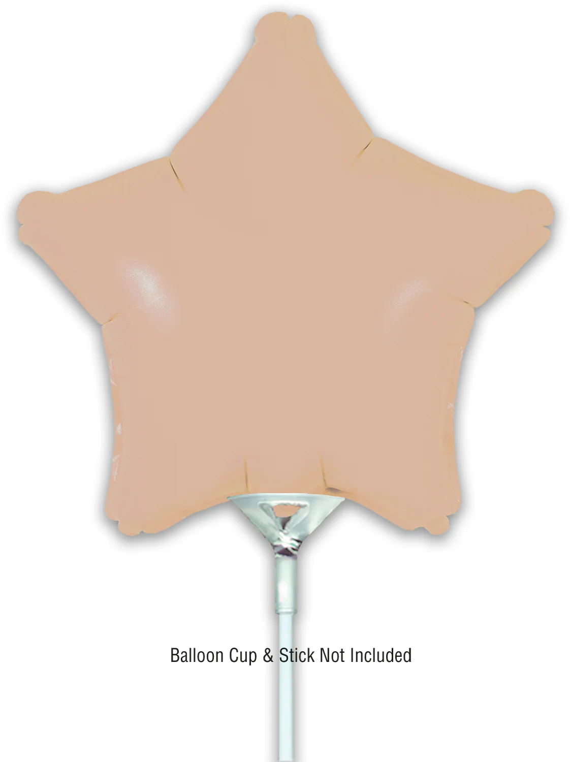 9" Airfill Only (With Self Sealing Valve) Matte Nude Star (5 Per Pack) Oaktree Brand Foil Balloon