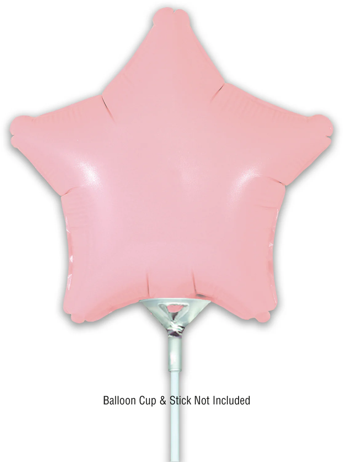 9" Airfill Only (With Self Sealing Valve) Matte Pink Star (5 Per Pack) Oaktree Brand Foil Balloon