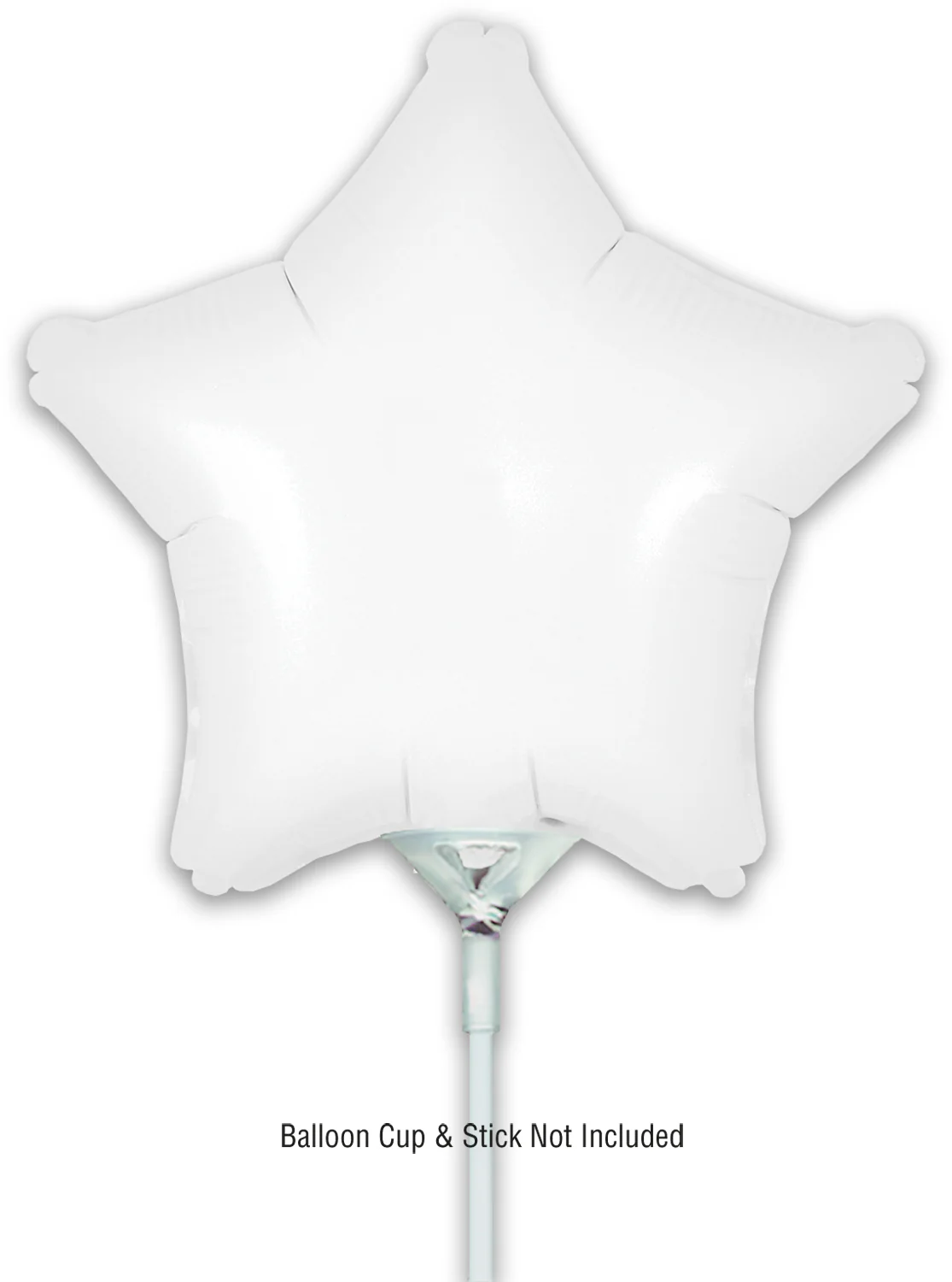 9" Airfill Only (With Self Sealing Valve) Matte White Star (5 Per Pack) Oaktree Brand Foil Balloon