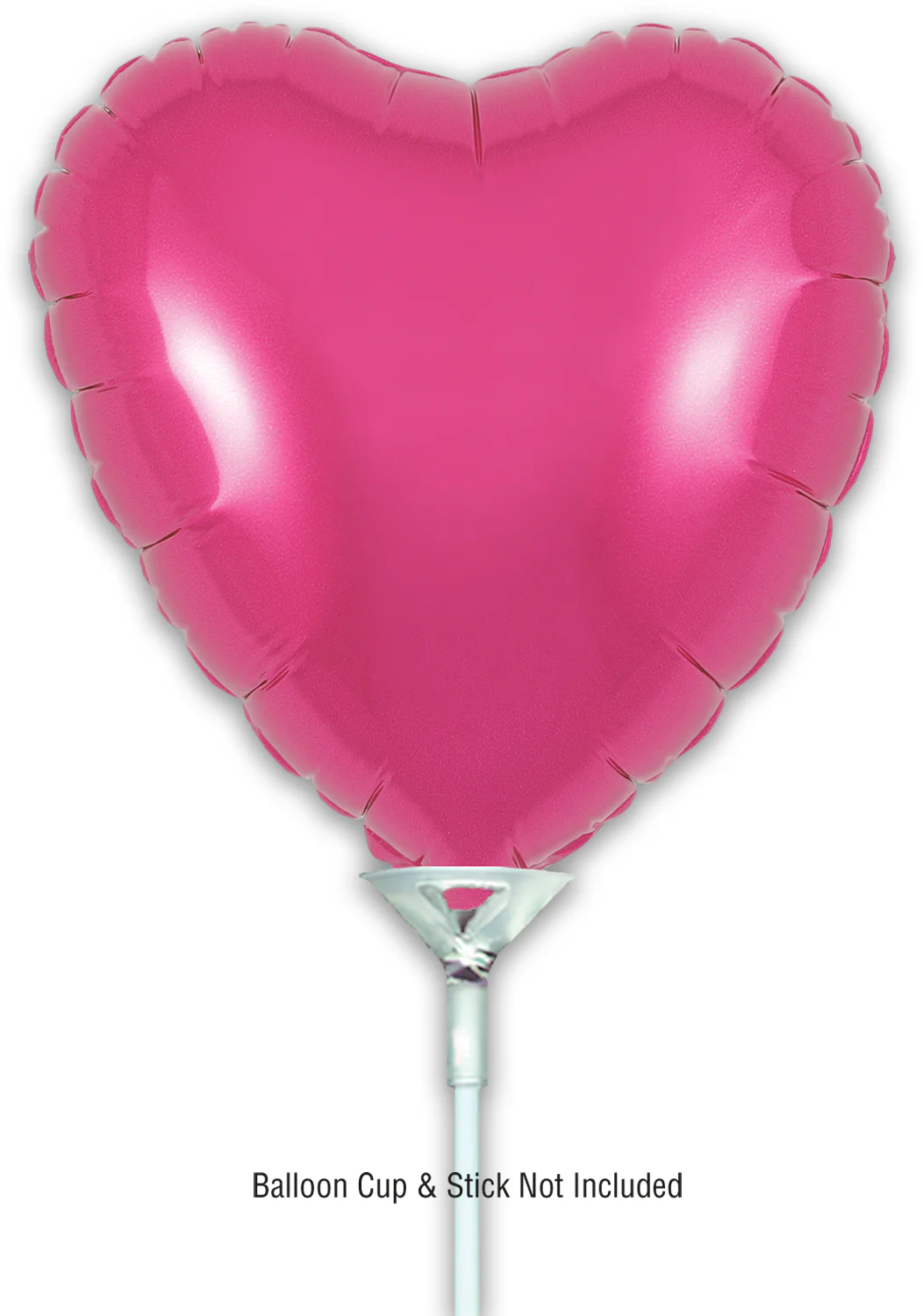 9" Airfill Only (With Self Sealing Valve) Pink Heart (5 Per Pack) Oaktree Brand Foil Balloon