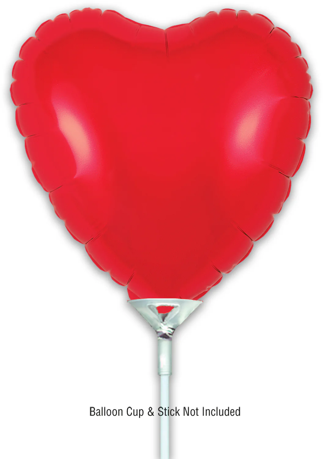 9" Airfill Only (With Self Sealing Valve) Red Heart (5 Per Pack) Oaktree Brand Foil Balloon