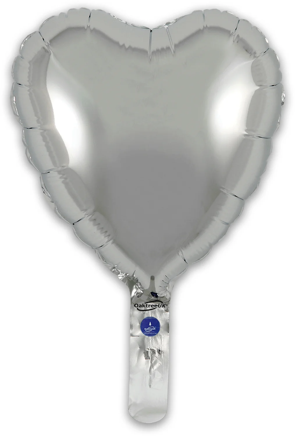 9" Airfill Only (With Self Sealing Valve) Silver Heart (5 Per Pack) Oaktree Brand Foil Balloon - Image 3