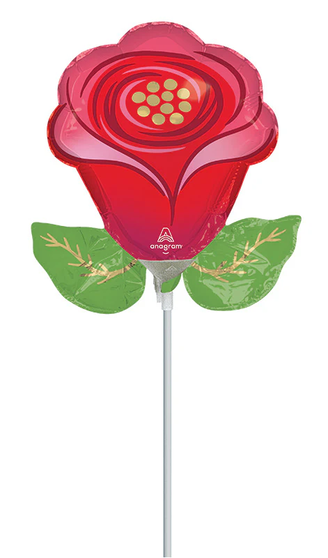 9" Airfill Mini Shape Sending Flowers Rose Foil Balloon (Sticks Sold Separately)