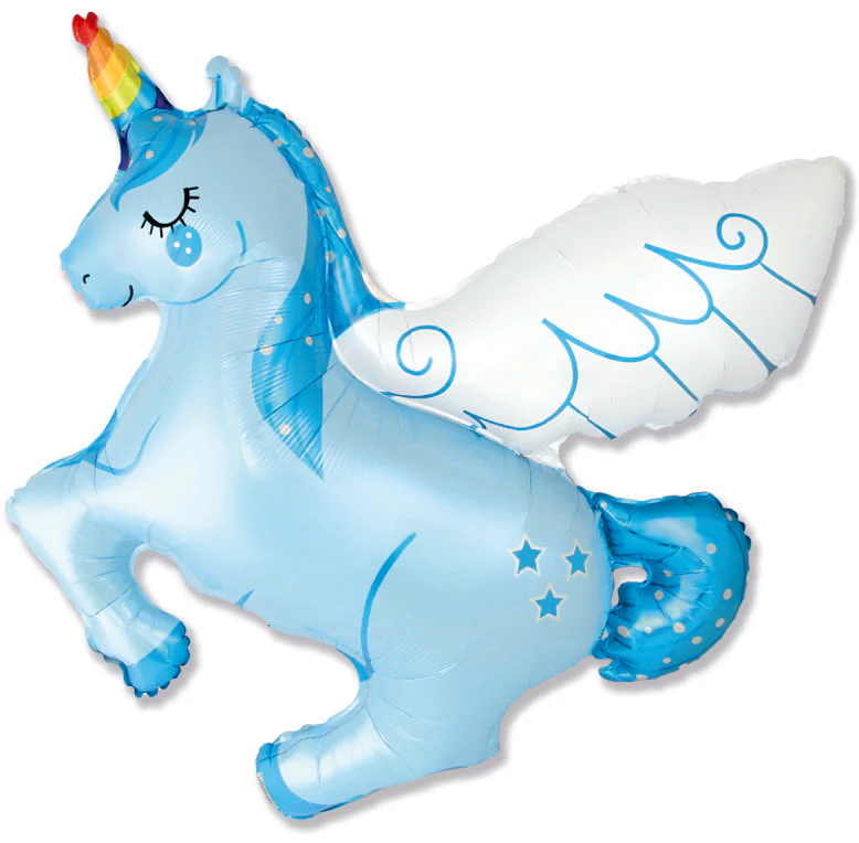 44" Unicorn Wing Blue Foil Balloon