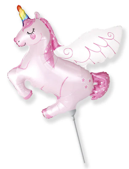 16" Airfill Only (Sticks Sold Separately) Unicorn Wing Pink Mini Foil Balloon